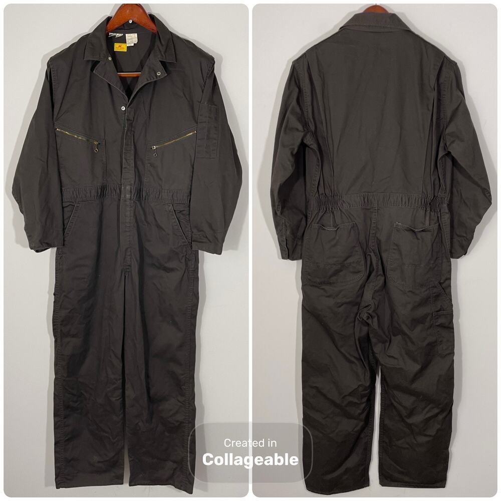 Vintage Red Camel Sanforized Coveralls 44R Mens Workwear Jumpsuit Cotton USA